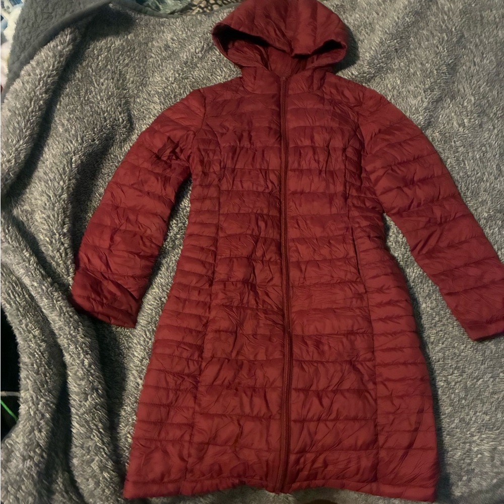 Love Tree Long Lightweight Packable Jacket with Built-In Bag (Pictured)
